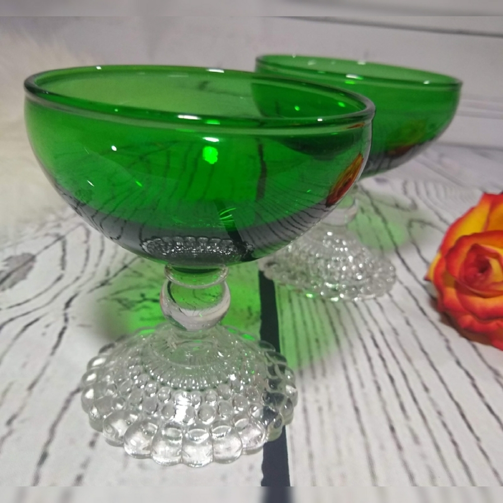 Vintage Green Bubble Cocktail Glasses